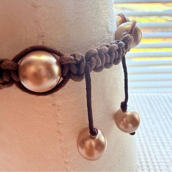 Adjustable Pearl & Crystal Shamballa-Style Bracelet - Picture 3 of 5